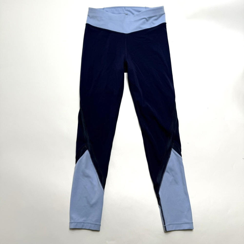 Athleta Girl Elevate High Rise Tight Navy Blue Colorblock Leggings L 12 Workout